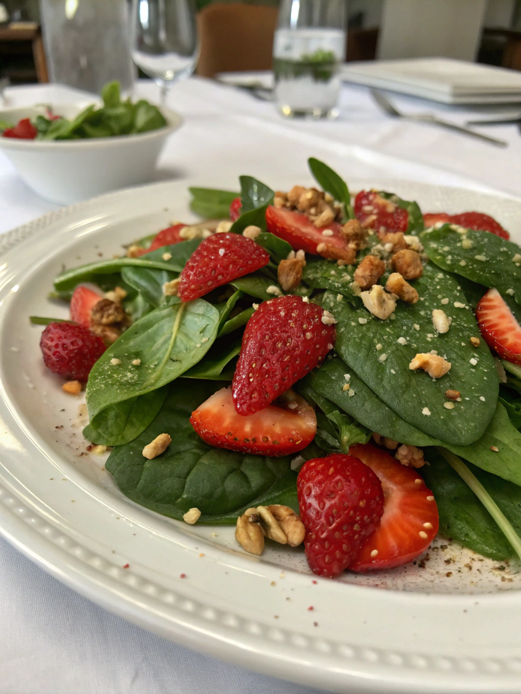 an image of Strawberry Spinach Salad dish presented in a table