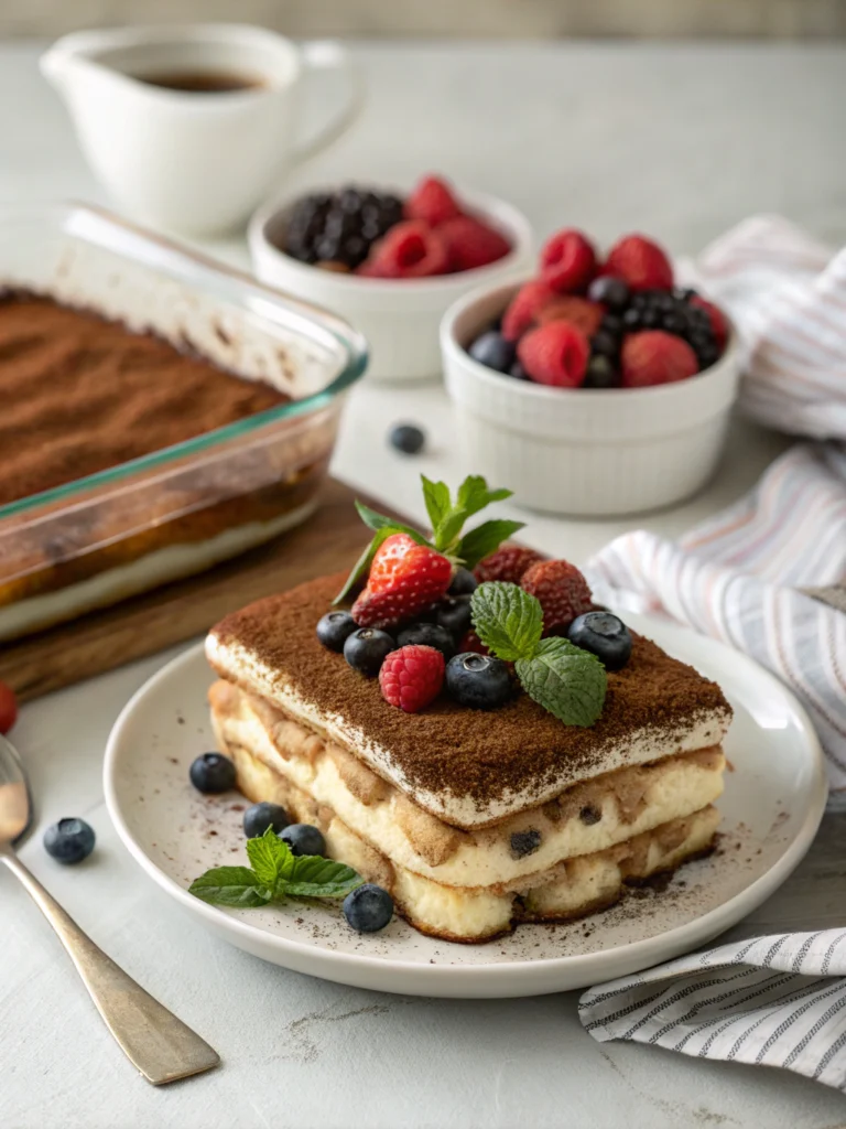 an image of Tiramisu dish presented in a table