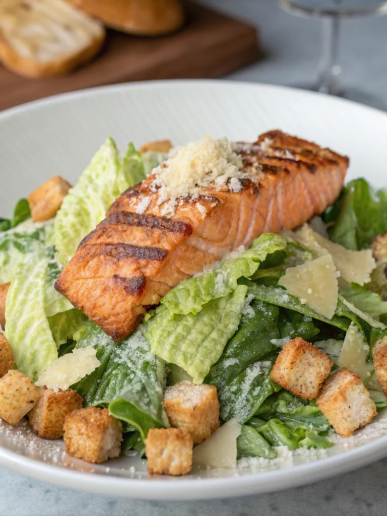 Caesar Salad with Grilled Salmon