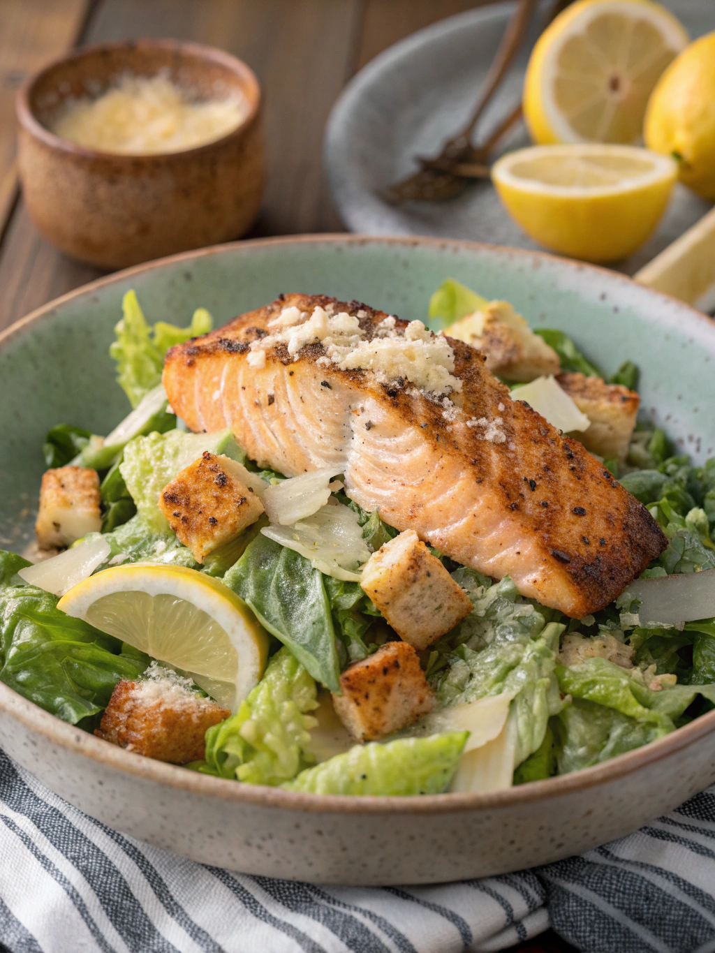 Caesar Salad with Grilled Salmon