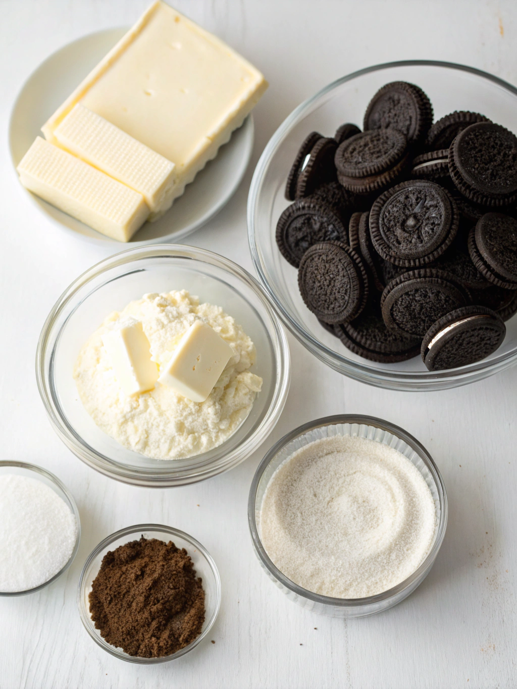 No-Bake Oreo Cheesecake ingredients